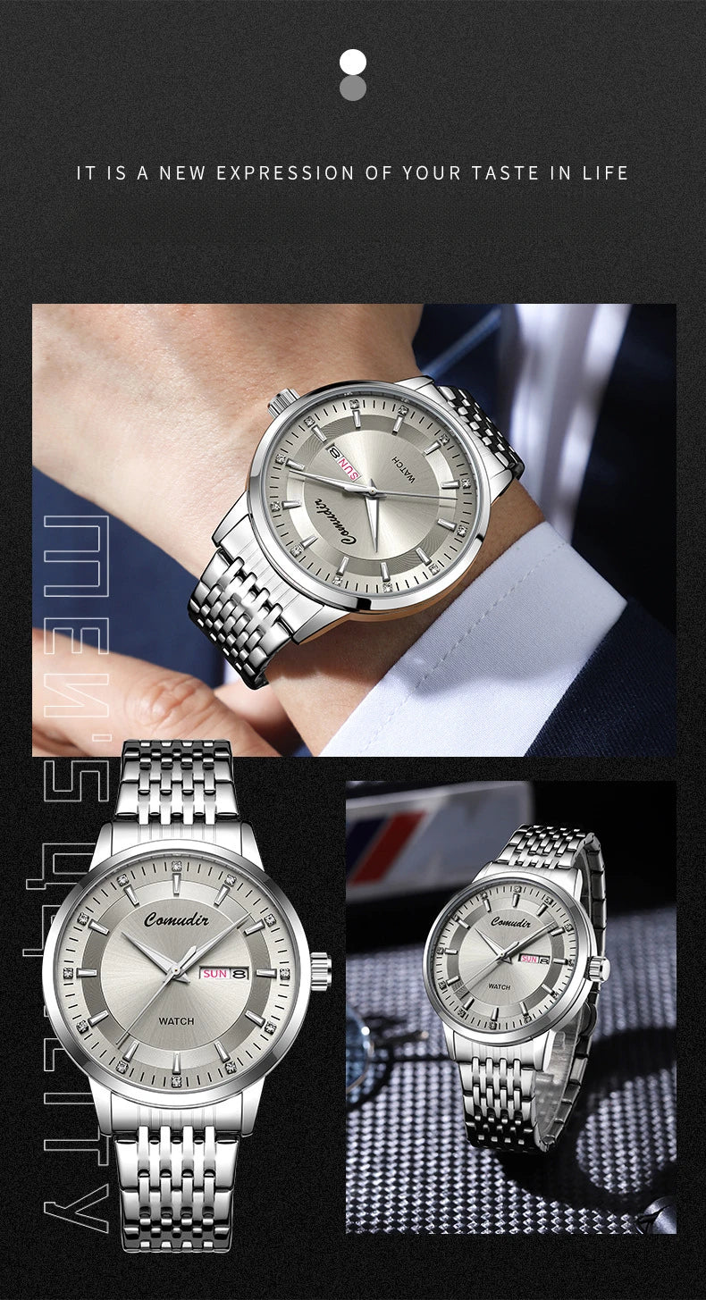 Fully Automatic Non Mechanical Men's Watch Men's Hollowed Out Waterproof Tide Glow in The Dark Dual Calendar
