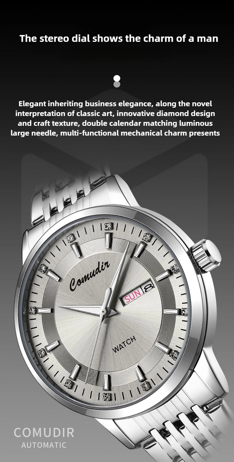 Fully Automatic Non Mechanical Men's Watch Men's Hollowed Out Waterproof Tide Glow in The Dark Dual Calendar