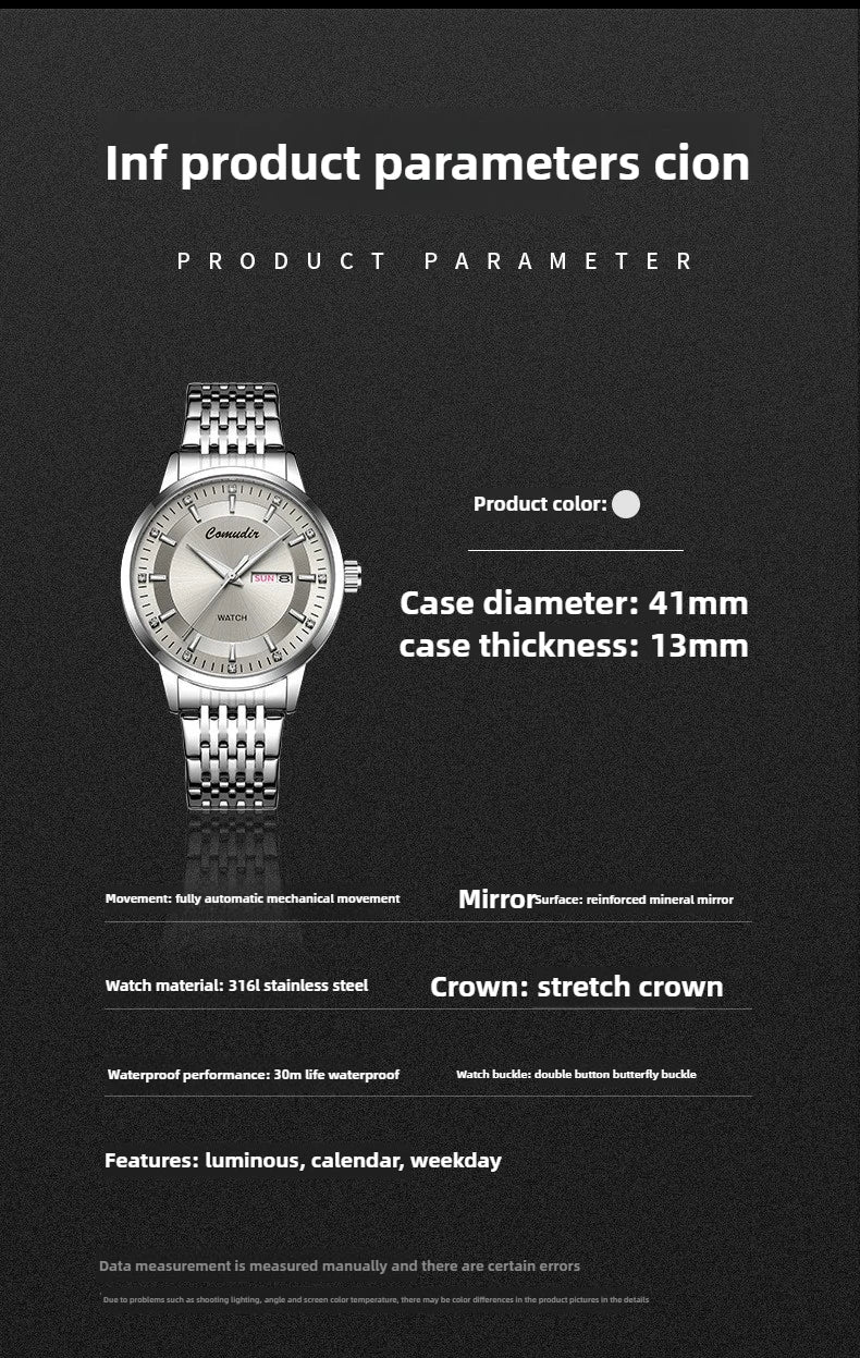 Fully Automatic Non Mechanical Men's Watch Men's Hollowed Out Waterproof Tide Glow in The Dark Dual Calendar